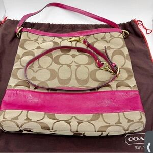 Coach Tan and Pink Shoulder Bag
